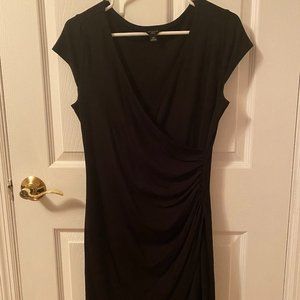 Black Bodycon Deep V Surplice Dress
